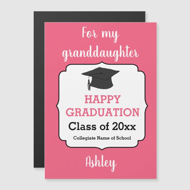 Personalised Pink Graduation Magnetic Card (Front/Back)