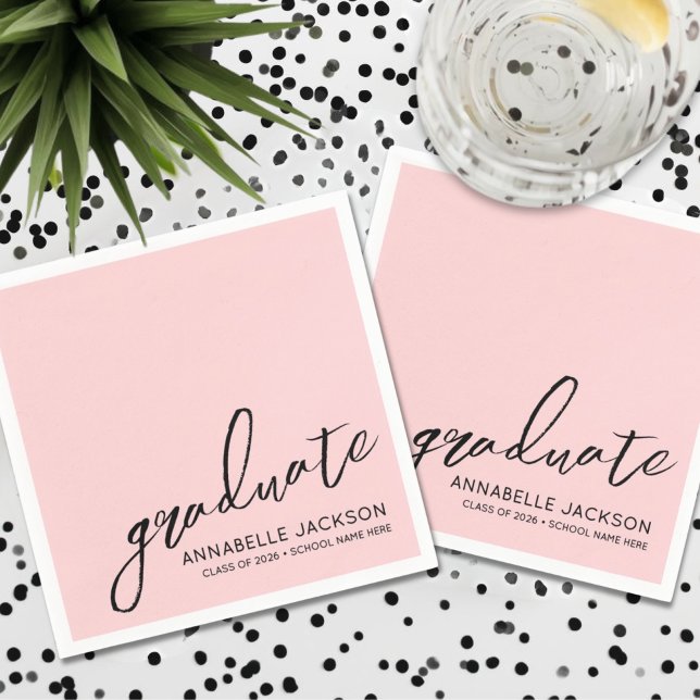 Personalised Pink Graduation Napkin (Personalized Pink Graduation Napkins)