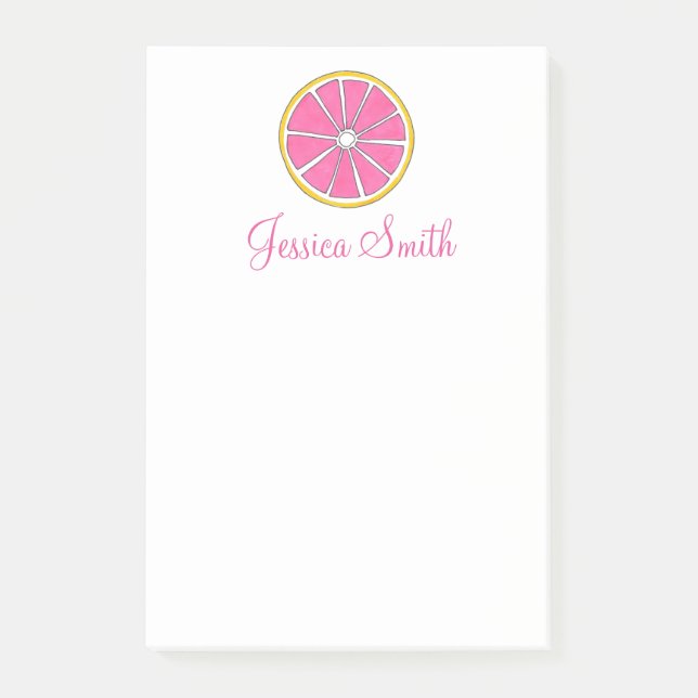 Personalised Pink Grapefruit Citrus Fruit Post Its Post-it Notes (Front)