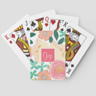 Personalised Pink Green Blue Chic Playing Cards