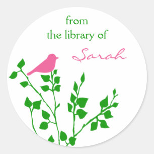 Personalised Pink Green Book Library Stickers