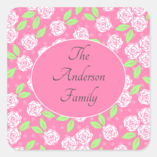 Personalised Pink Green Floral Envelope Seals