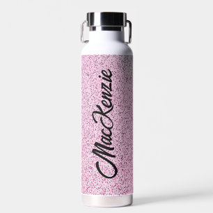 Personalised Pink & Green Glitter Water Bottle