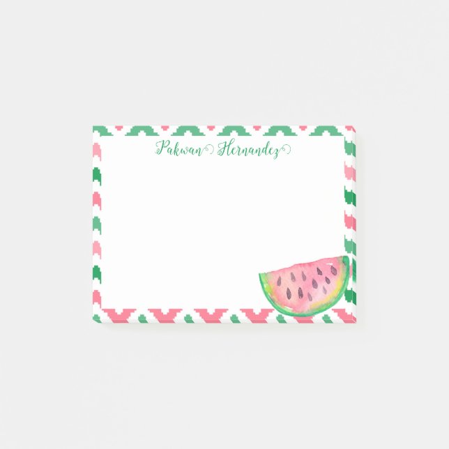 Personalised Pink Green Watermelon Post-it Notes (Front)