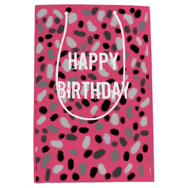 Personalised Pink Grey Black Jelly Bean  Medium Gift Bag (Front)
