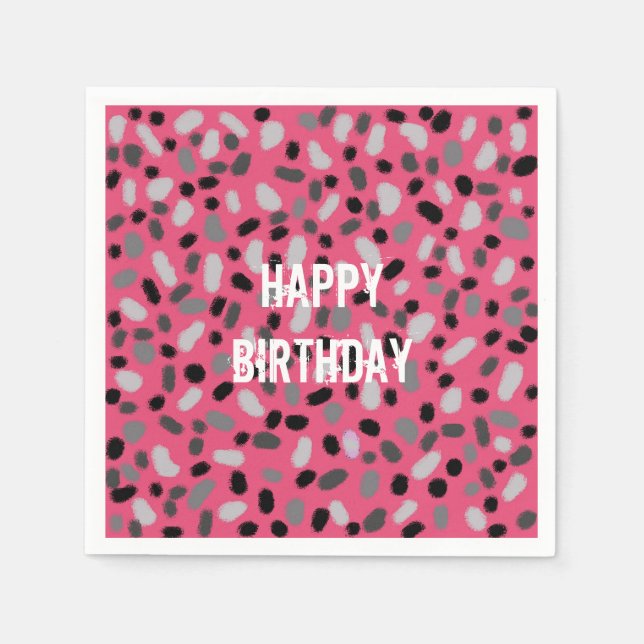 Personalised Pink Grey Black Jelly Bean   Napkin (Front)