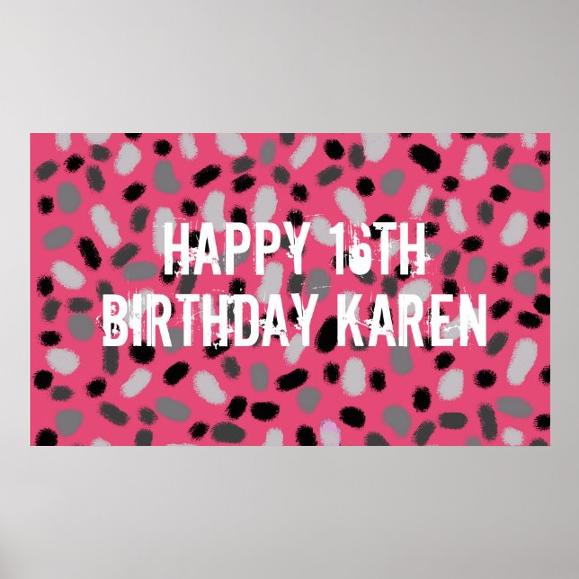 Personalised Pink Grey Black Jelly Bean Poster (Front)
