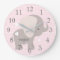 Personalised Pink Grey Elephant Nursery Wall Clock