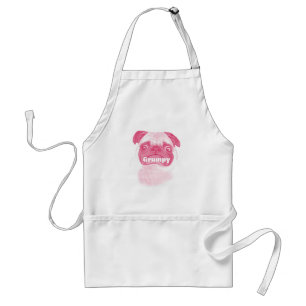 Personalised PINK Grumpy Puggy Standard Apron