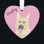 Personalised Pink Heart Black and Tan German Shep Ornament<br><div class="desc">I am in love with this beautifully detailed watercolor illustration of a black and tan german shepherd on a sweet pink heart! Personalise these pastel ornaments and make the nice list this year! For the perfect presents, pair it with a matching item from the collection for a thoughtful housewarming, bridal...</div>
