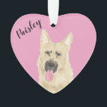 Personalised Pink Heart Black and Tan German Shep Ornament<br><div class="desc">I am in love with this beautifully detailed watercolor illustration of a black and tan german shepherd on a sweet pink heart! Personalise these pastel ornaments and make the nice list this year! For the perfect presents, pair it with a matching item from the collection for a thoughtful housewarming, bridal...</div>