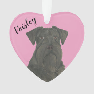 Personalised Pink Heart Black Schnauzer Ornament