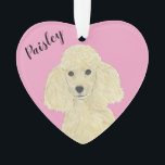 Personalised Pink Heart Blonde Tan Golden Poodle Ornament<br><div class="desc">I am in love with this beautifully detailed watercolor illustration of a blonde, tan, or golden poodle dog on a sweet pink heart! Personalise these pastel ornaments and make the nice list this year! For the perfect presents, pair it with a matching item from the collection for a thoughtful housewarming,...</div>