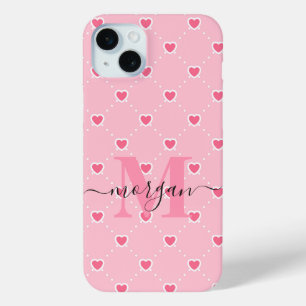 Personalised Pink Heart Case with Monogram Initial