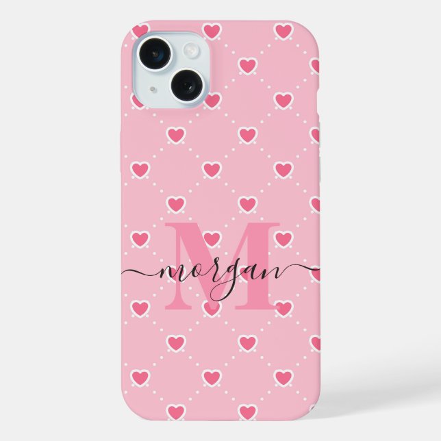 Personalised Pink Heart Case with Monogram Initial (Back)