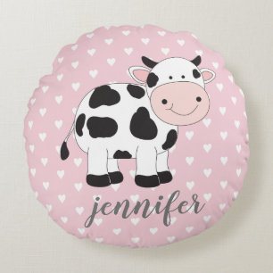 Personalised Pink heart cow pillow