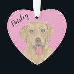 Personalised Pink Heart Dudley Labrador Ornament<br><div class="desc">I am in love with this beautifully detailed watercolor illustration of a dudley labrador dog on a sweet pink heart! Personalise these pastel ornaments and make the nice list this year! For the perfect presents, pair it with a matching item from the collection for a thoughtful housewarming, bridal shower, teacher,...</div>