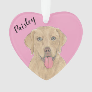 Personalised Pink Heart Dudley Labrador Ornament