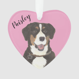 Personalised Pink Heart Entlebucher Mountain Dog Ornament