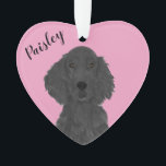 Personalised Pink Heart Flat Coated Retriever Ornament<br><div class="desc">I am in love with this beautifully detailed watercolor illustration of a flat coated retriever on a sweet pink heart! Personalise these pastel ornaments and make the nice list this year! For the perfect presents, pair it with a matching item from the collection for a thoughtful housewarming, bridal shower, teacher,...</div>