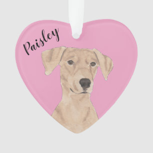 Personalised Pink Heart German Pinscher Ornament