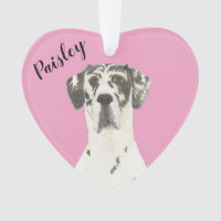 Personalised Pink Heart Harlequin Great Dane