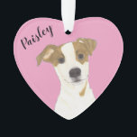 Personalised Pink Heart Jack Russell Terrier Ornament<br><div class="desc">I am in love with this beautifully detailed watercolor illustration of a jack russell terrier on a sweet pink heart! Personalise these pastel ornaments and make the nice list this year! For the perfect presents, pair it with a matching item from the collection for a thoughtful housewarming, bridal shower, teacher,...</div>
