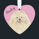 Personalised Pink Heart Pomeranian Ornament<br><div class="desc">I am in love with this beautifully detailed watercolor illustration of a pomeranian dog on a sweet pink heart! Personalise these pastel ornaments and make the nice list this year! For the perfect presents, pair it with a matching item from the collection for a thoughtful housewarming, bridal shower, teacher, mother-in-law,...</div>