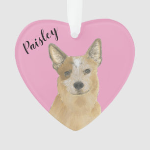 Personalised Pink Heart Red Cattledog Heeler Ornament