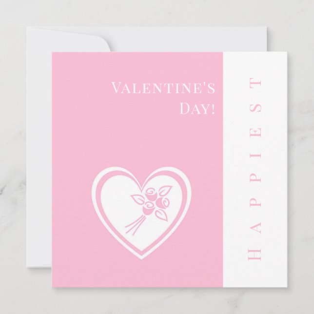 Personalised Pink Heart Roses Valentine's Day Card (Front)