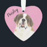 Personalised Pink Heart St. Bernard Dog Ornament<br><div class="desc">I am in love with this beautifully detailed watercolor illustration of a saint bernard dog on a sweet pink heart! Personalise these pastel ornaments and make the nice list this year! For the perfect presents, pair it with a matching item from the collection for a thoughtful housewarming, bridal shower, teacher,...</div>