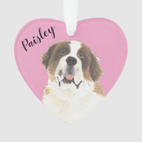 Personalised Pink Heart St. Bernard Dog