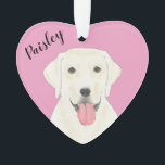 Personalised Pink Heart White Labrador Ornament<br><div class="desc">I am in love with this beautifully detailed watercolor illustration of a white lab dog on a sweet pink heart! Personalise these pastel ornaments and make the nice list this year! For the perfect presents, pair it with a matching item from the collection for a thoughtful housewarming, bridal shower, teacher,...</div>