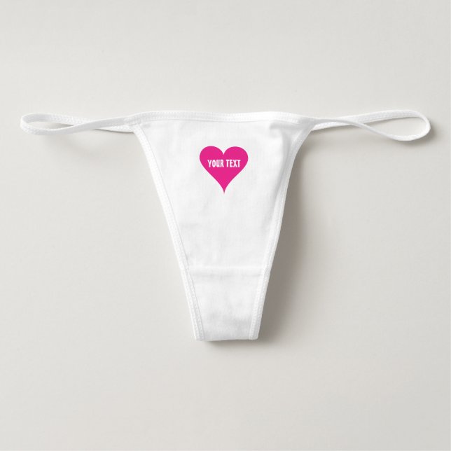 Personalised pink heart women's thong underwear (Front)