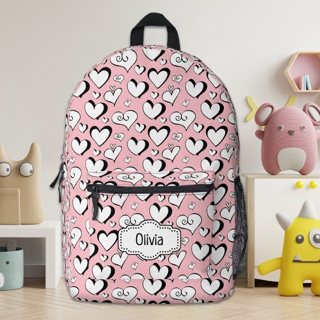 Personalised Pink Hearts Backpack (Creator Uploaded)