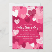 Personalised Pink Hearts Valentine's Dinner Party