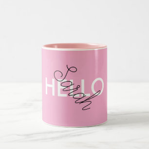 Personalised Pink "Hello" Mug with Custom