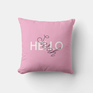 Personalised Pink "Hello" Pillow with Custom Name