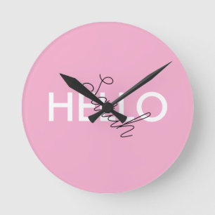 Personalised Pink "Hello" Wall Clock with Custom N