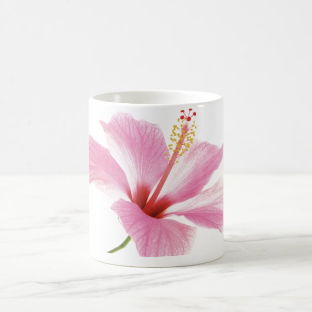 Personalised Pink hibiscus coffee / tea mug (Center)