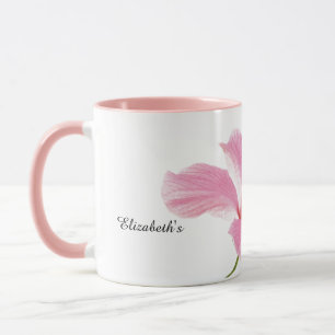 Personalised Pink hibiscus coffee / tea mug