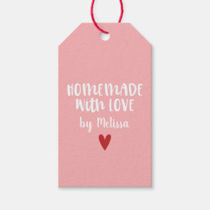 Personalised Pink Homemade With Love Heart Gift Tags