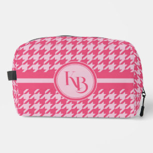 Personalised Pink Houndstooth Monogram Initials Dopp Kit