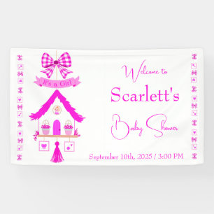 Personalised Pink House It's a Girl Banner