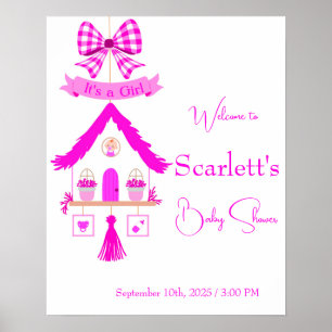 Personalised Pink House It's a Girl Poster