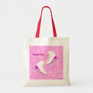 Personalised Pink Ice Skates Pattern Figure Skater Tote Bag