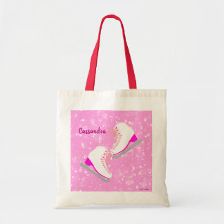 Personalised Pink Ice Skates Pattern Figure Skater Tote Bag