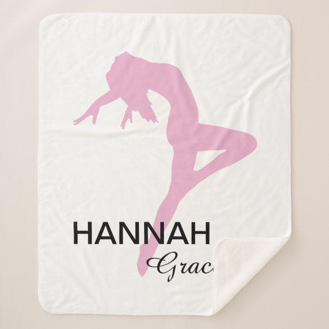 Personalised Pink Jazz Dancer  Sherpa Blanket (Front)