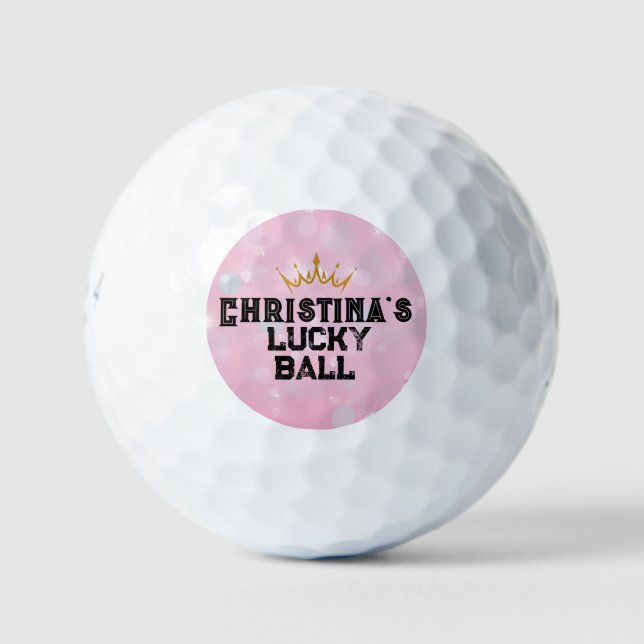 Personalised Pink Keepsake Female Player: Golf Balls (Front)