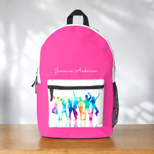 personalised  pink kids school   printed backpack